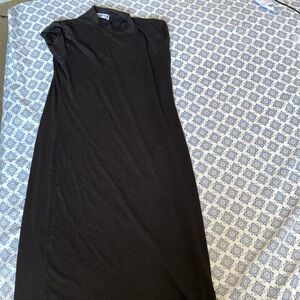 Knee length short sleeve high crew neck dress